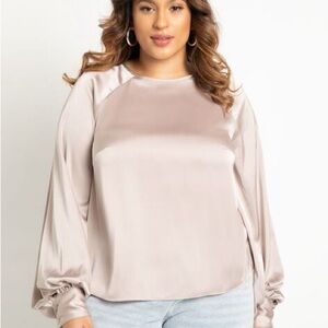 Eloquii Women's Satin Blouse - Light Pink